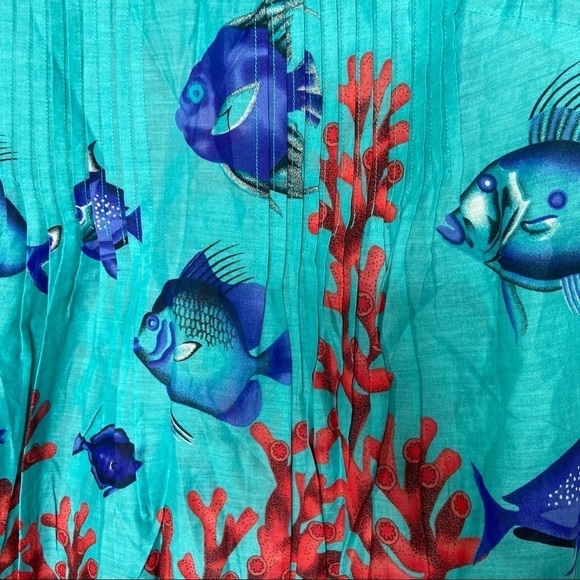 Soft Surroundings Seychelles Fish Print Tunic Dress in Aqua Size XS - Picture 7 of 8